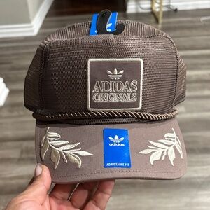 Adidas Originals Trucker Hat Brown Trefoil Logo Snapback Mesh Cap Adjust NWT